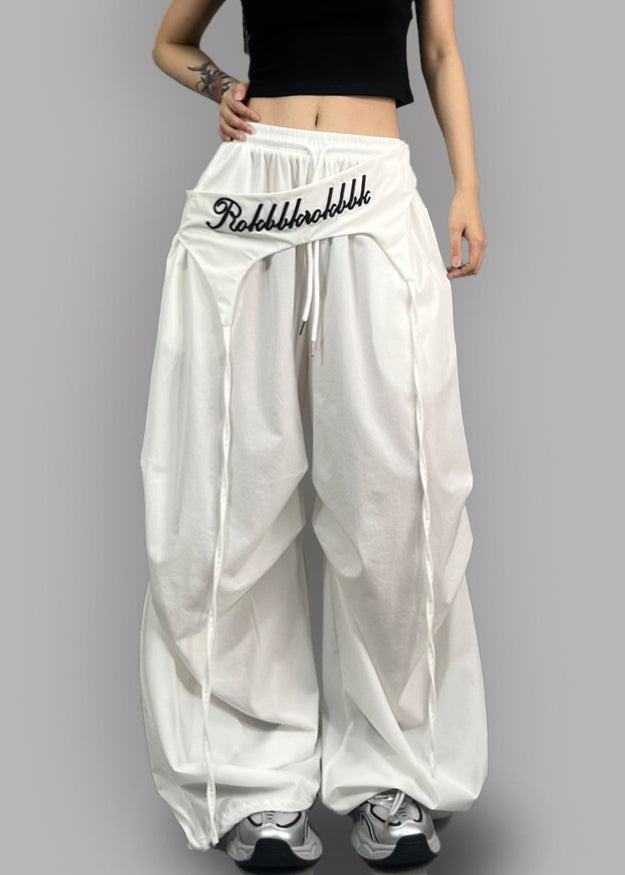 Modern Red Asymmetrical Elastic Waist Cotton Pants Spring