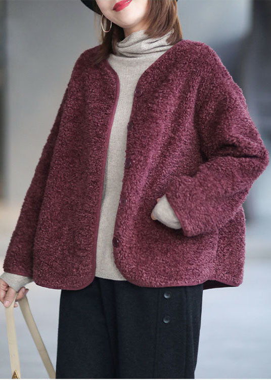 Modern Red Oversized Color Teddy Faux Fur Coats Winter