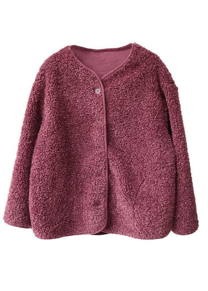 Modern Red Oversized Color Teddy Faux Fur Coats Winter