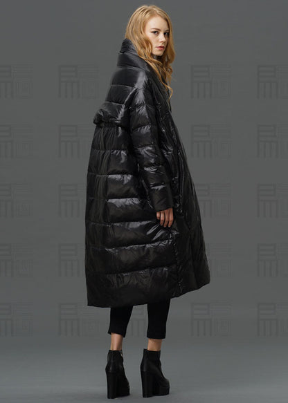 Modern Red Turtle Neck Cloak Sleeves Low High Design Winter Duck Down Coat