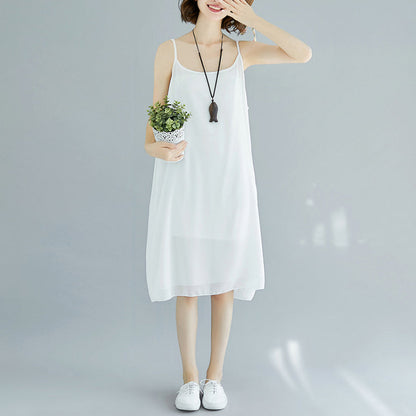 Modern Spaghetti Strap Chiffon Dresses Indian Sewing White Dresses