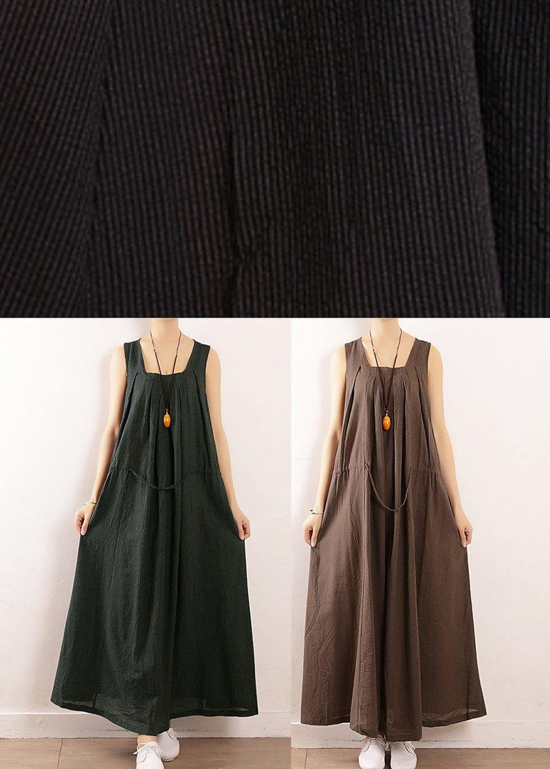 Modern Tea Green Linen Dress Summersleeveless Vacation Dresses