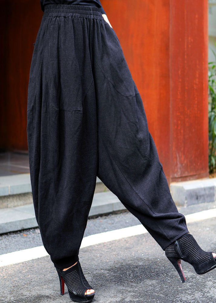 Modern White Elastic Waist Pockets Asymmetrical Design Spring Pants