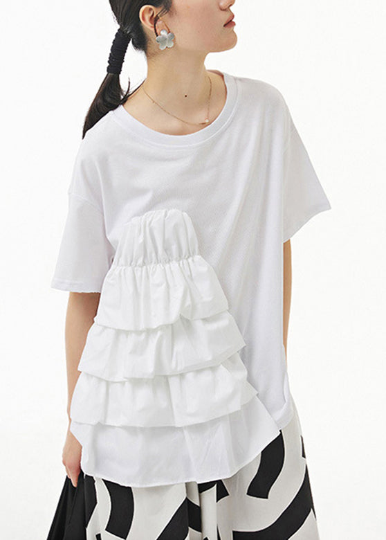 Modern White Patchwork Tops Summer