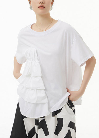 Modern White Patchwork Tops Summer