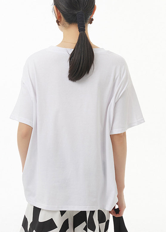 Modern White Patchwork Tops Summer