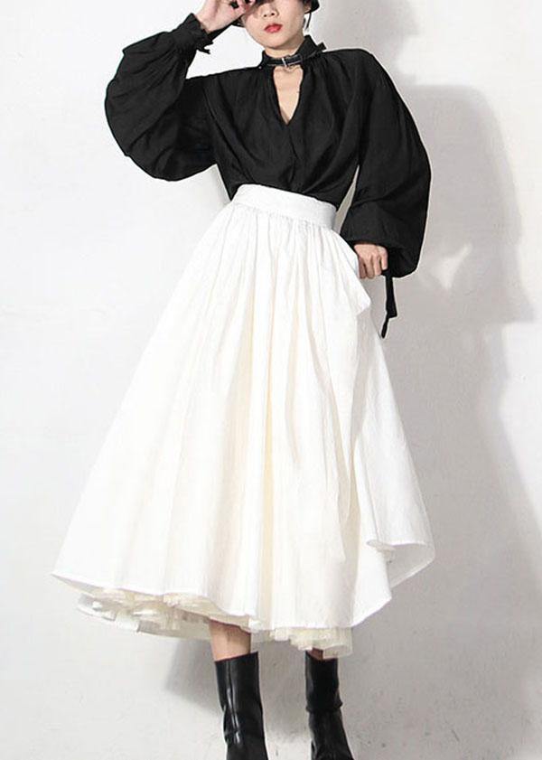 Modern White Patchwork Lace Summer a Line Skirts
