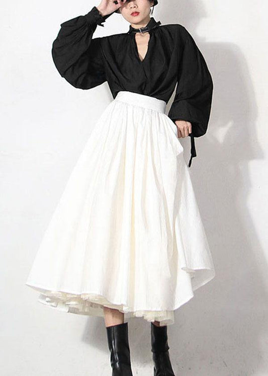Modern White Patchwork Lace Summer a Line Skirts