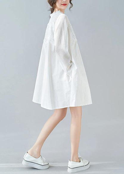 Modern White Tunics O Neck Patchwork Lace Dresses