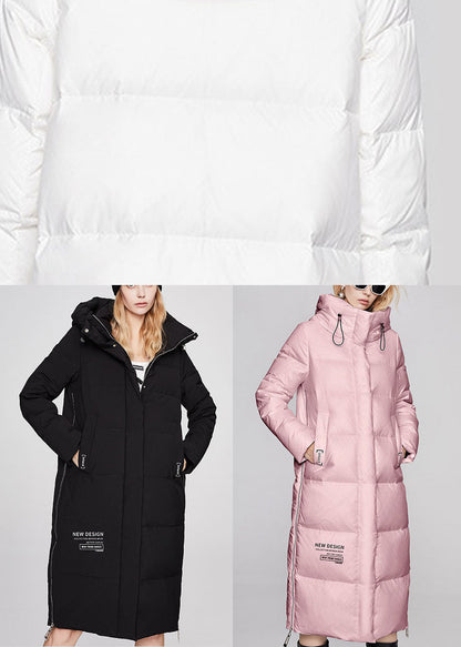 Modern White Hooded Drawstring Winter Duck Down Coat