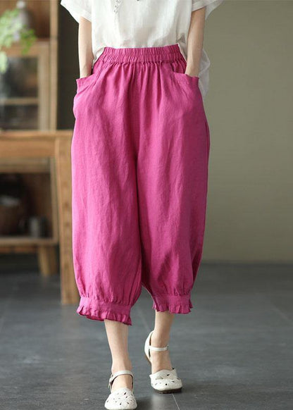 Modern Yellow Loose Ruffled Summer Linen Pants