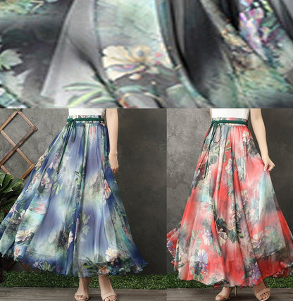 Modern Big Hem Chiffon Quilting Clothes Design Black Prints a Line Dresses Summer