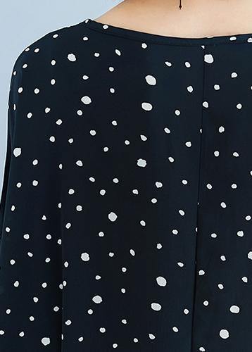 Modern Black Chiffon Dresses Dotted Short Summer Dresses