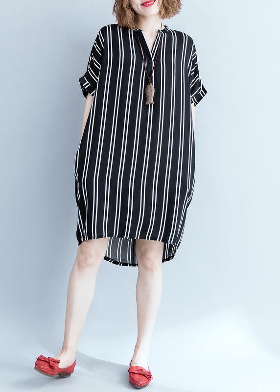 Modern Black Wardrobes Striped Summer Shirt Dress