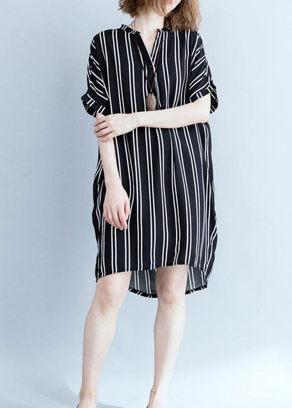 Modern Black Wardrobes Striped Summer Shirt Dress