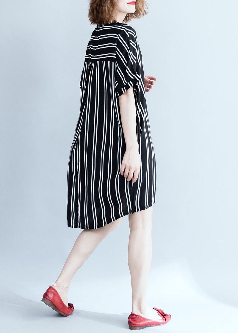 Modern Black Wardrobes Striped Summer Shirt Dress