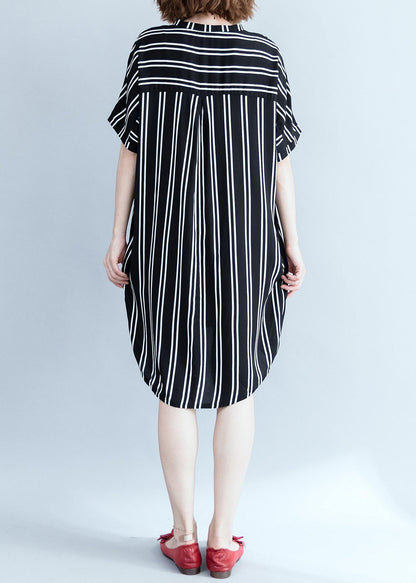 Modern Black Wardrobes Striped Summer Shirt Dress