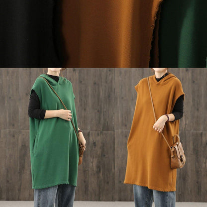 Modern Black Clothes Hooded Pockets Silhouette Tops