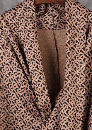 Modern Chocolate Print Dresses Asymmetric V Neck Dress