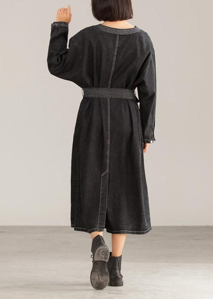 Modern Cotton Clothes for High Street Loose Long Sleeve Dress