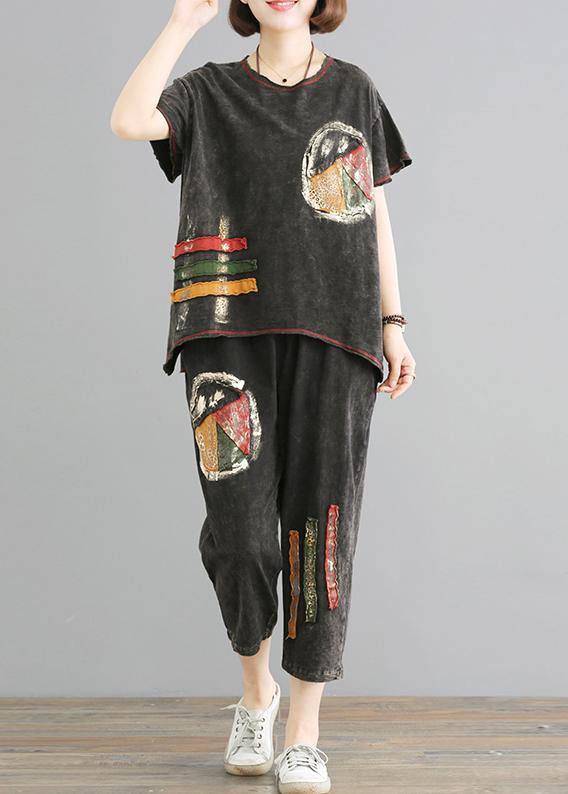 Modern Cotton Crane Organic Cotton Loose Short Sleeve Blouse and Pants