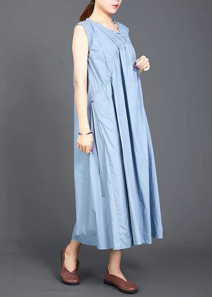 Modern Cotton Tunic Pattern Drops Design Folded Lacing Irregular Splice Color Dress