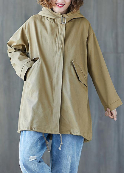 Modern Drawstring Hem Cotton Tunic Top Inspiration Khaki Tops Fall