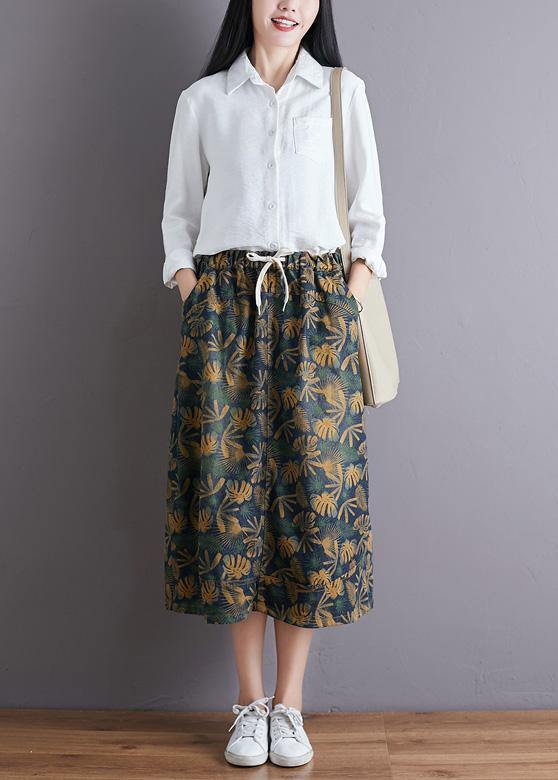 Modern Elastic Waist Pockets Cotton Skirt Tutorials Art Skirt Fall