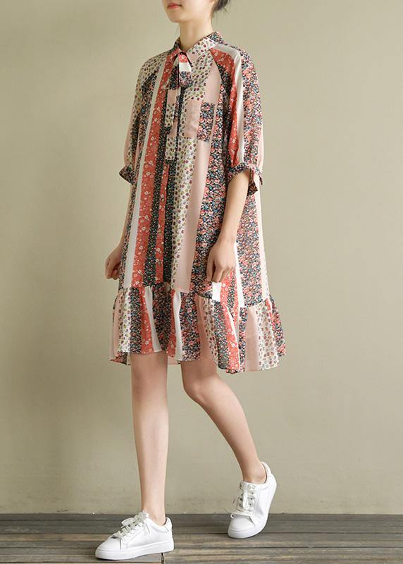 Modern Chiffon Outfit Fabrics Half Sleeve Lapel Kaftan Summer Dresses