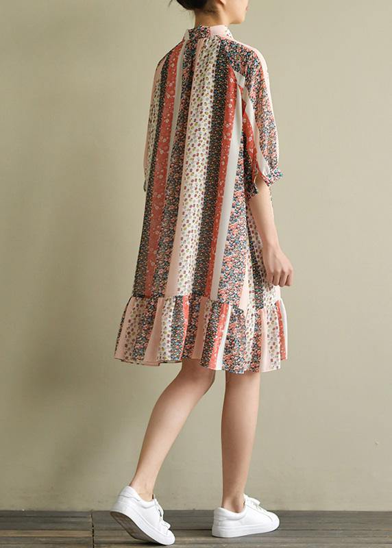 Modern Chiffon Outfit Fabrics Half Sleeve Lapel Kaftan Summer Dresses