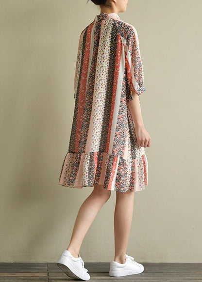 Modern Chiffon Outfit Fabrics Half Sleeve Lapel Kaftan Summer Dresses