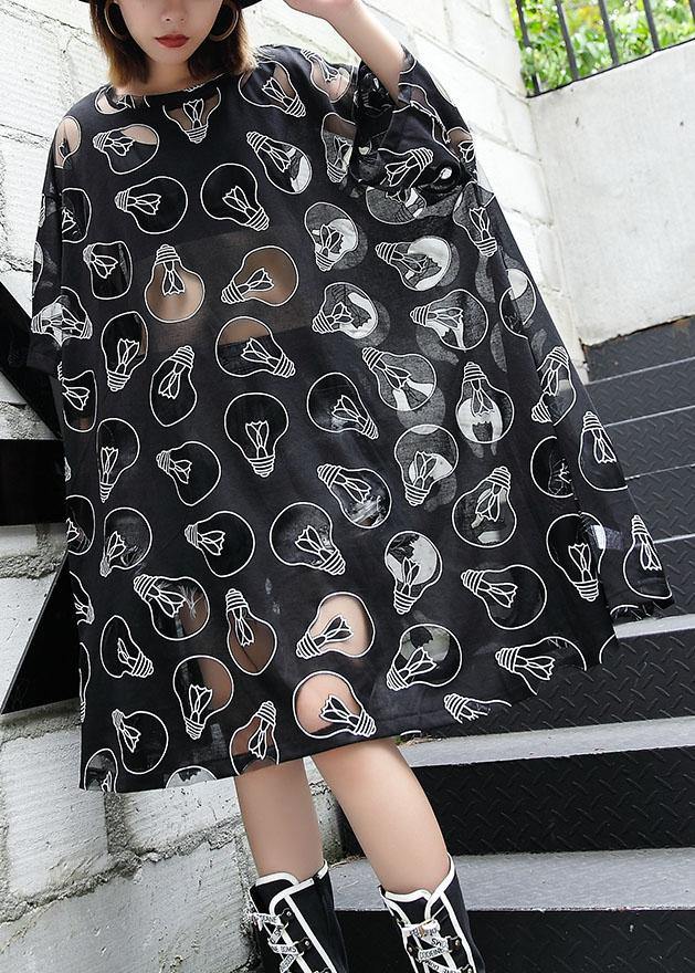 Modern Hollow Out Blended Tunic Top Wardrobes Black Dress Summer