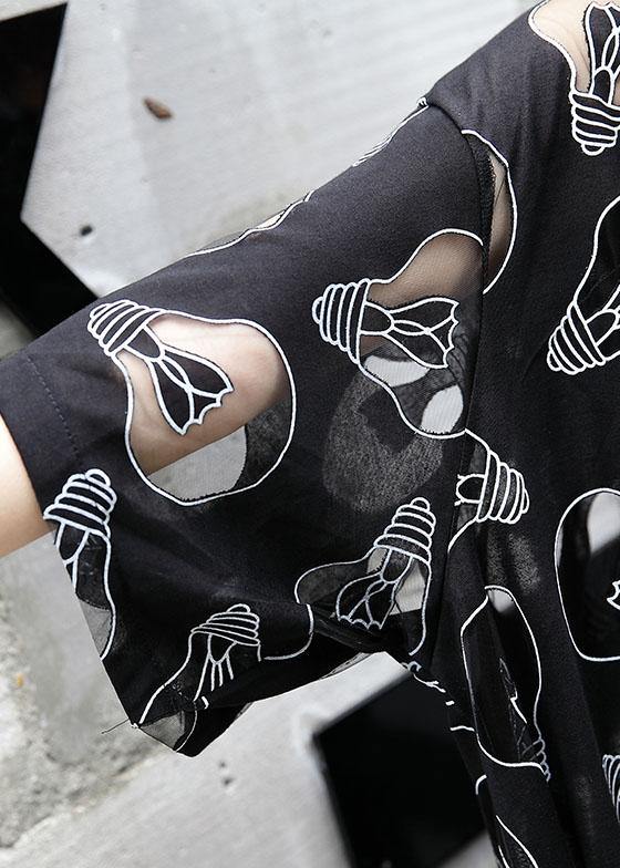 Modern Hollow Out Blended Tunic Top Wardrobes Black Dress Summer