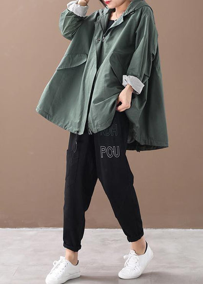 Modern Hooded Baggy Clothes for Green Silhouette Winter Outwear