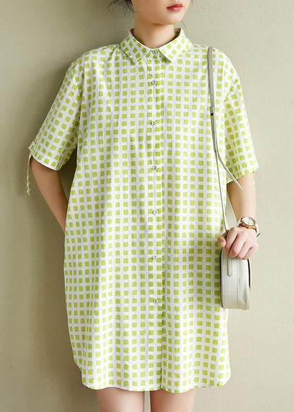 Modern Lapel Button Down Wardrobes Sewing Navy Plaid Dresse