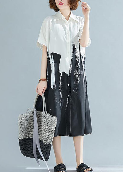 Modern Lapel Cotton Clothes for Work Outfits White Dress