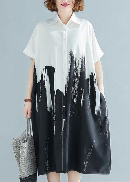 Modern Lapel Cotton Clothes for Work Outfits Green Texture Dress