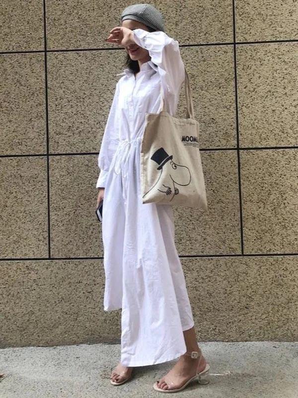 Modern Lapel Asymmetric Cotton Tunic Pattern White Long Shirt Dresses