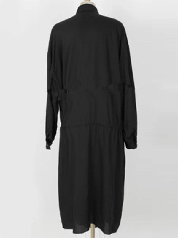 Modern Lapel Asymmetric Cotton Tunic Pattern White Long Shirt Dresses