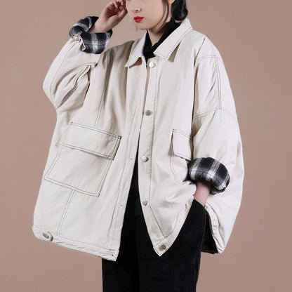 Modern Nude Tunic Coat Photography Lapel Button Down Spring Outwear