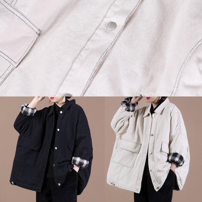 Modern Nude Tunic Coat Photography Lapel Button Down Spring Outwear