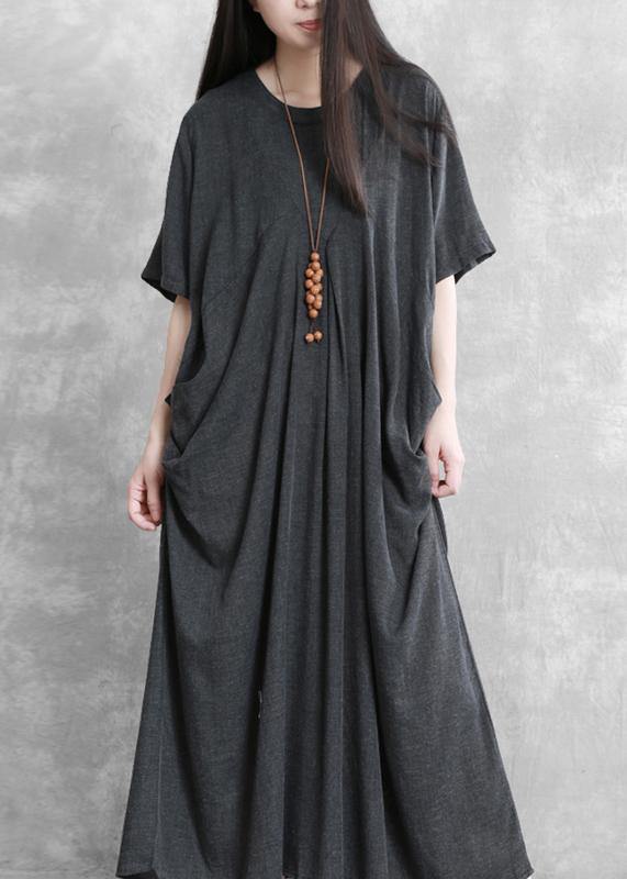 Modern O Neck Asymmetric Summer Robes Runway Dark Gray Dresses
