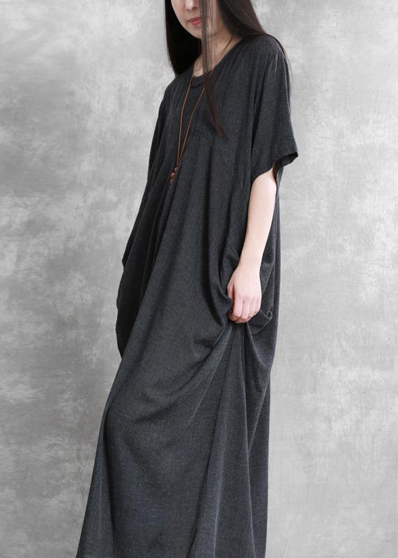 Modern O Neck Asymmetric Summer Robes Runway Dark Gray Dresses