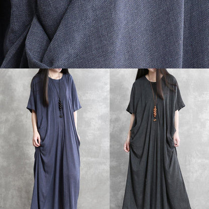 Modern O Neck Asymmetric Summer Robes Runway Dark Gray Dresses