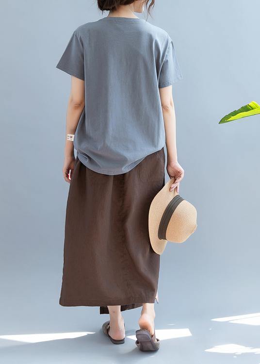 Modern O Neck Clothes for Design Gray Daisy Print Shirt