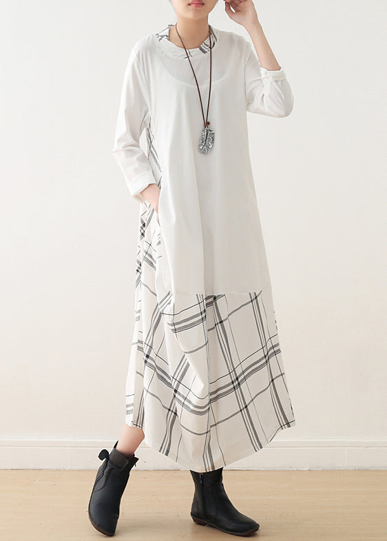 Modern O Neck False Two Pieces Cotton Wardrobes Catwalk White Cotton Dress Spring
