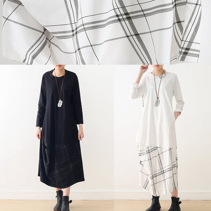 Modern O Neck False Two Pieces Cotton Wardrobes Catwalk White Cotton Dress Spring