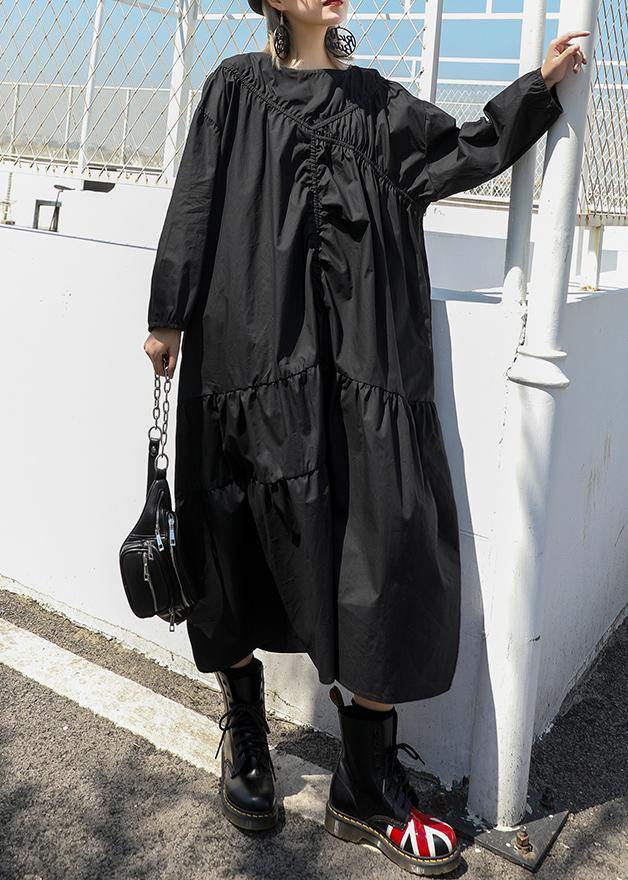Modern O Neck Cinched Cotton Fall Long Shirts Ideas Black a Line Dresses