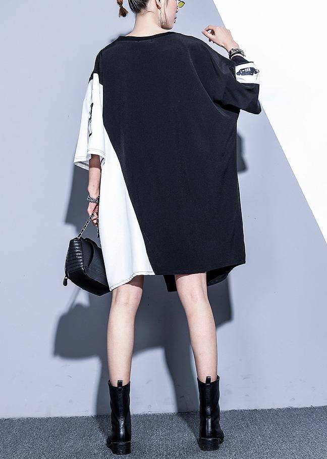 Modern O Neck Zippered Cotton Summer Black Dress