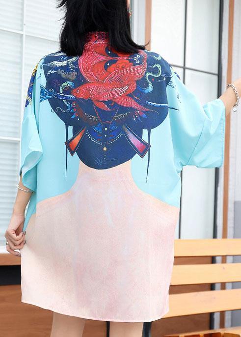 Modern Prints Cotton Clothes Sewing Blue Chinese Button Dress Summer